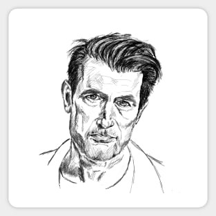 Claes Bang crosshatch drawing Sticker